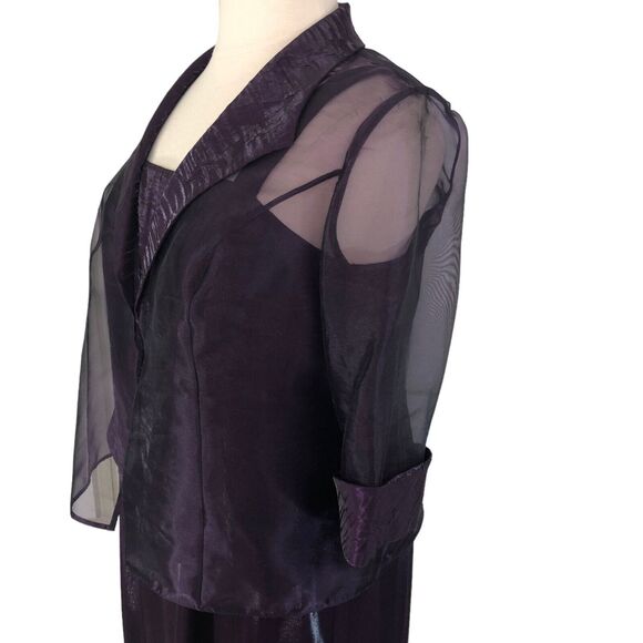 Alex Evenings Mother of Bride Jacket Dress Shift Lagenlook Purple Size 18WP - Picture 3 of 9